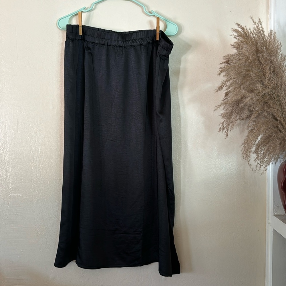 Black Silk Skirt with Slit